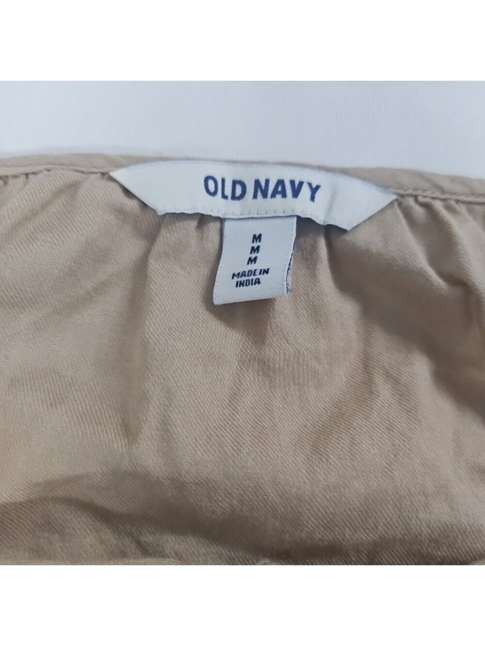 Old Navy Boho Peasant Blouse Medium Beige Embroidered Tie Neck Cottagecore Top - Picture 9 of 10